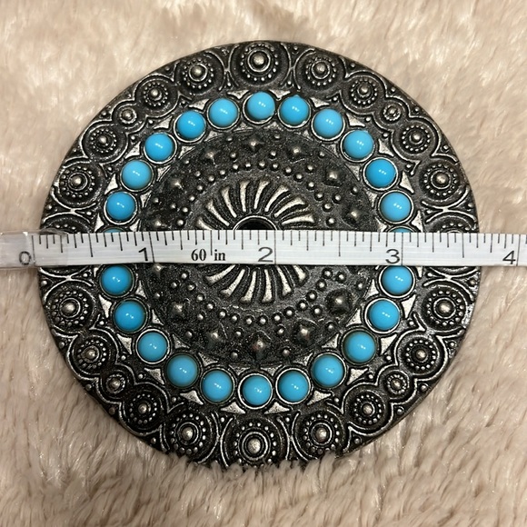 Vintage Faux Turquoise Belt Buckle - Picture 6 of 6